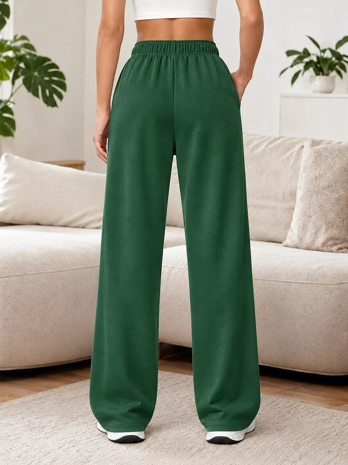 Odessa Drawstring Wide-Leg Sweatpants, on model