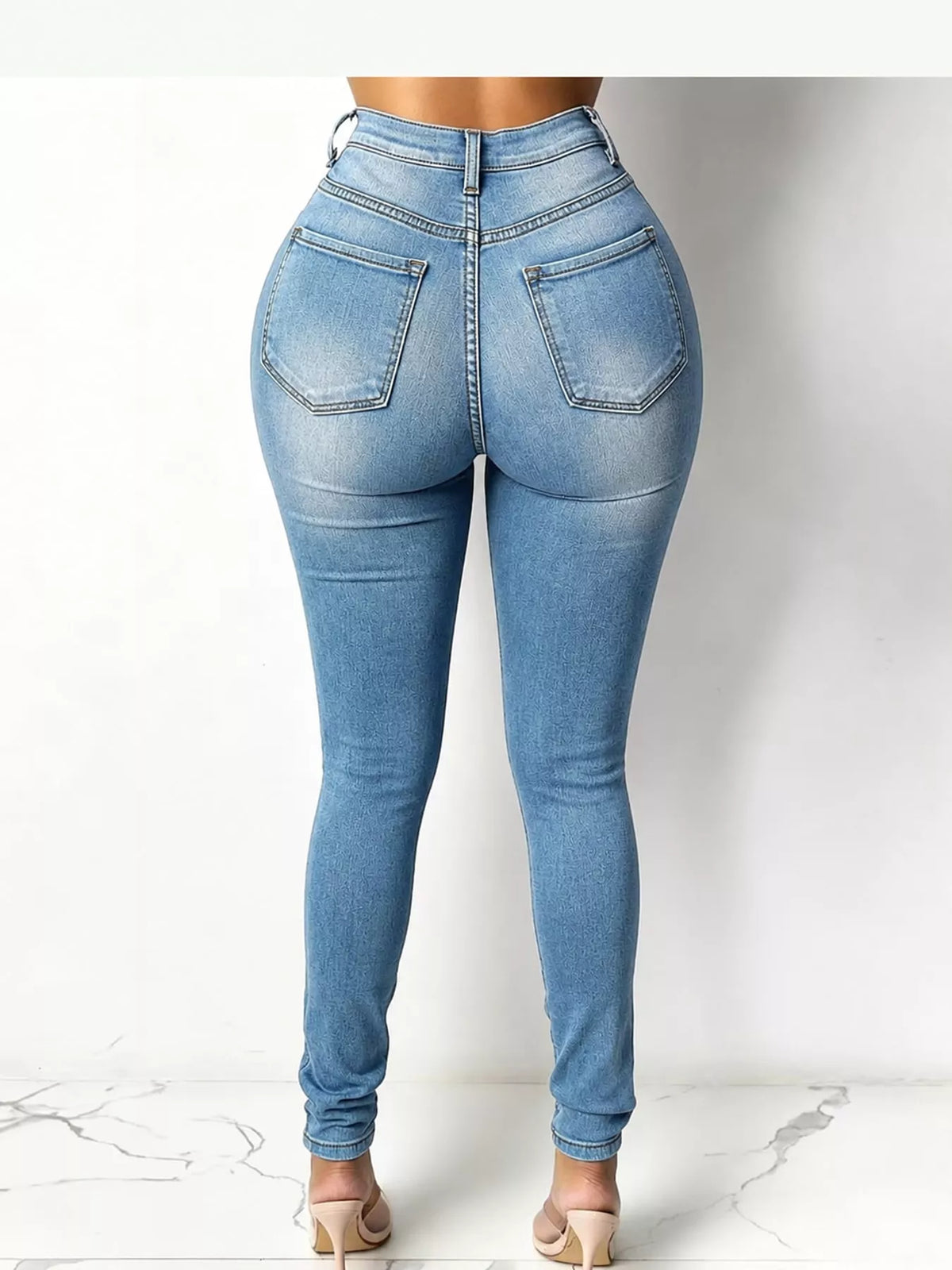 Yvette High-Waisted Skinny Jeans, on model