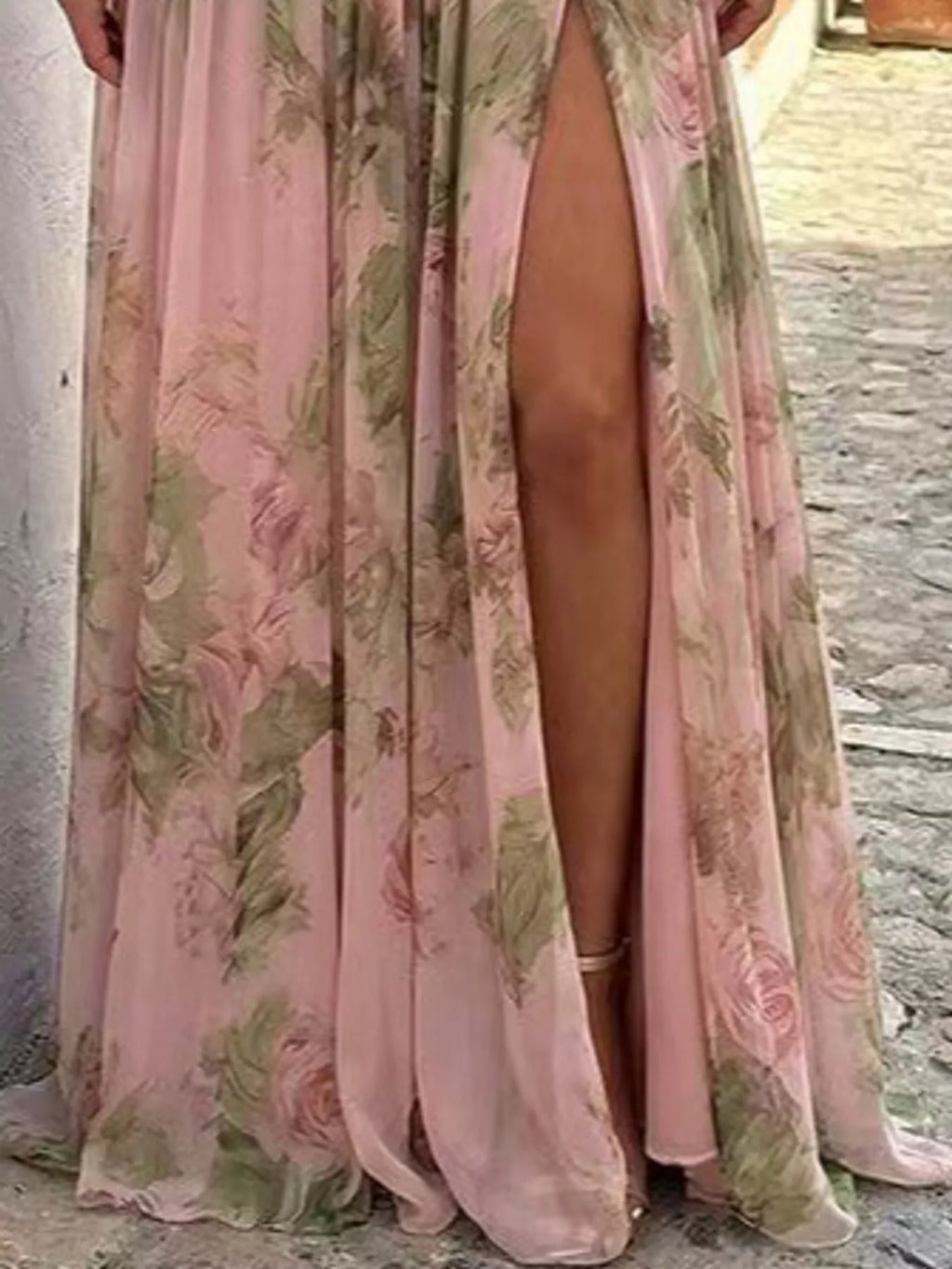 Pia One-Shoulder Floral Chiffon Maxi Dress in Pink, product view