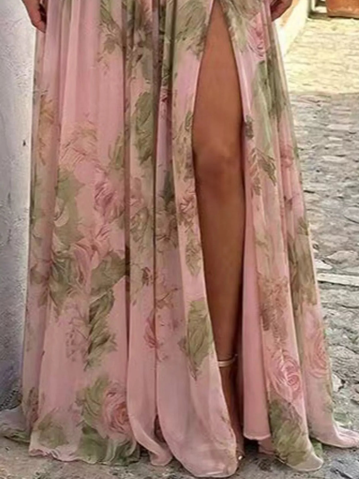 Pia One-Shoulder Floral Chiffon Maxi Dress in Pink, product view