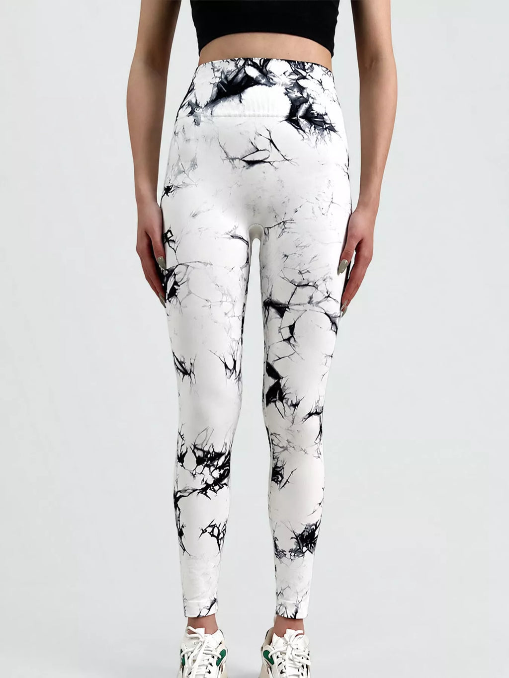 Rowan Tie-Dye Seamless Active Leggings in White, on model