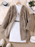 Juniper Khaki Sweater Dress + Cardigan Set, on model