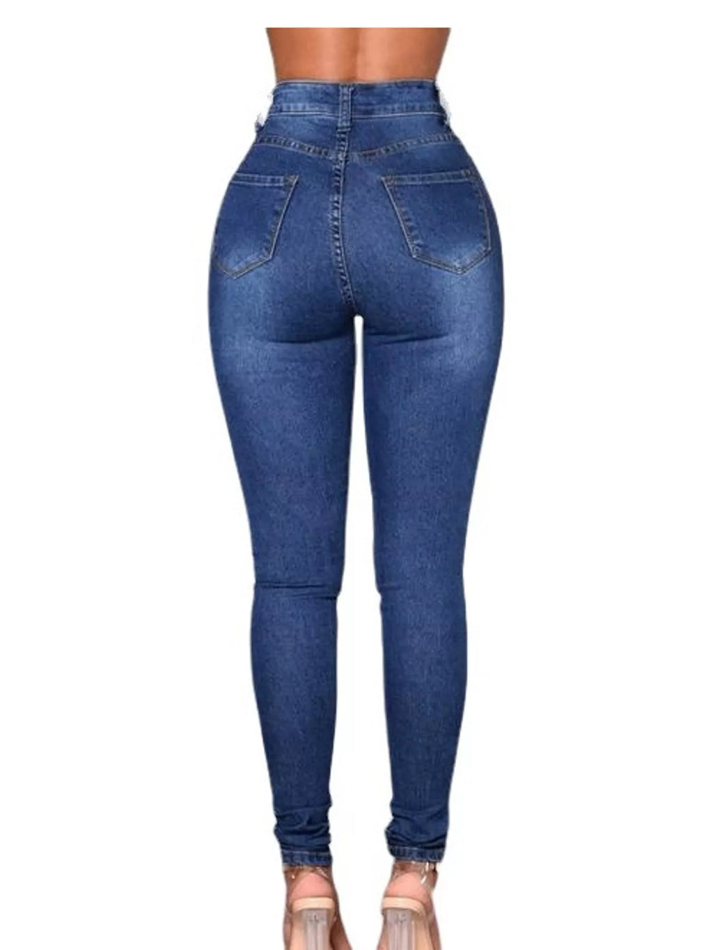 Yvette High-Waisted Skinny Jeans in Dark Blue, on model