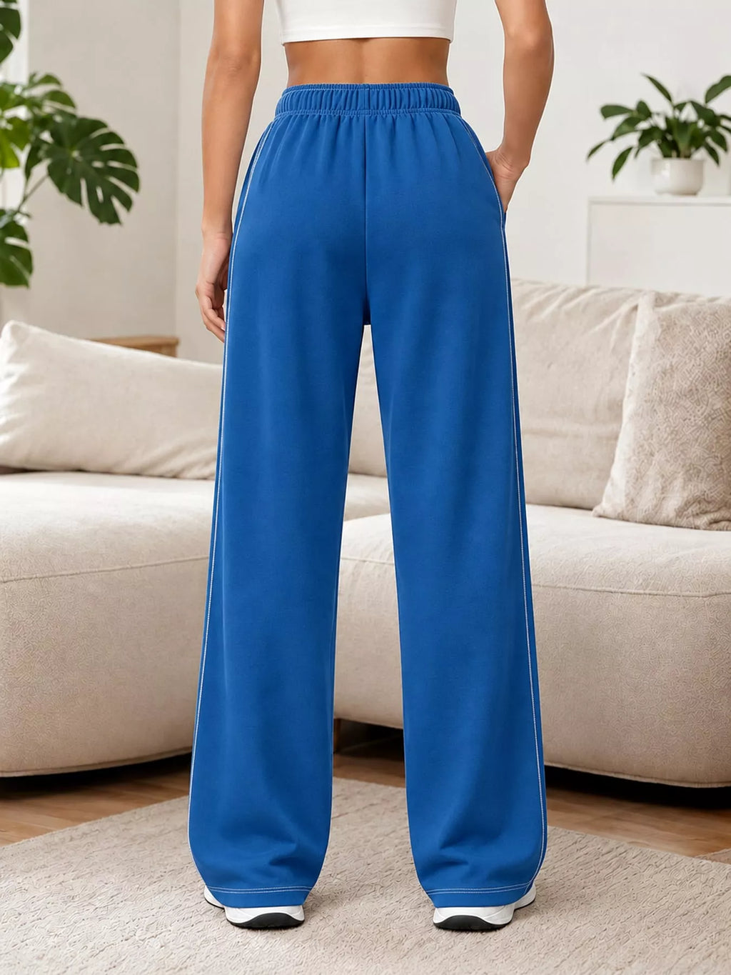 Odessa Drawstring Wide-Leg Sweatpants, on model