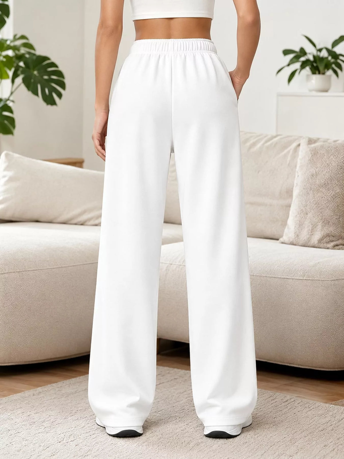 Odessa Drawstring Wide-Leg Sweatpants, on model
