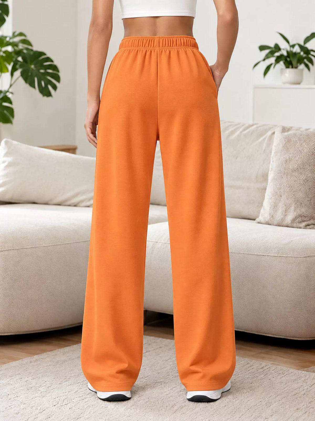 Odessa Drawstring Wide-Leg Sweatpants, on model