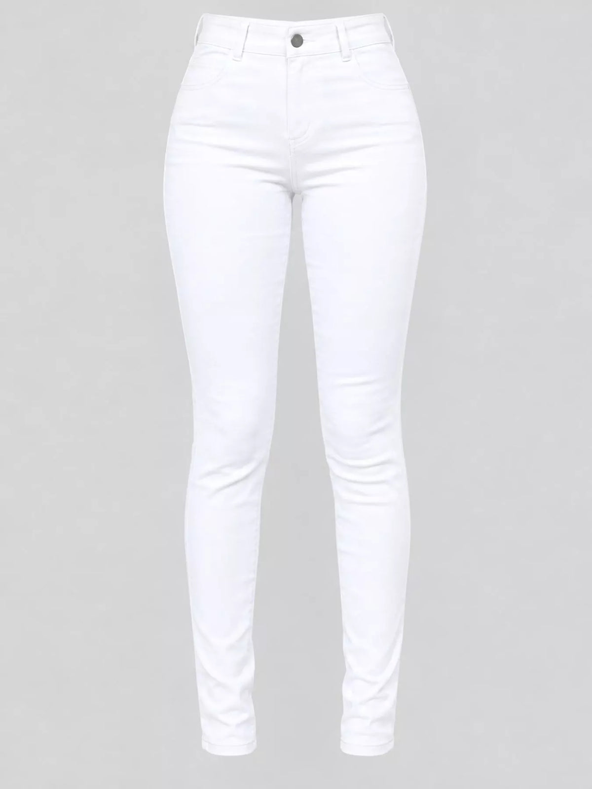 Yvette High-Waisted Skinny Jeans in White, on model