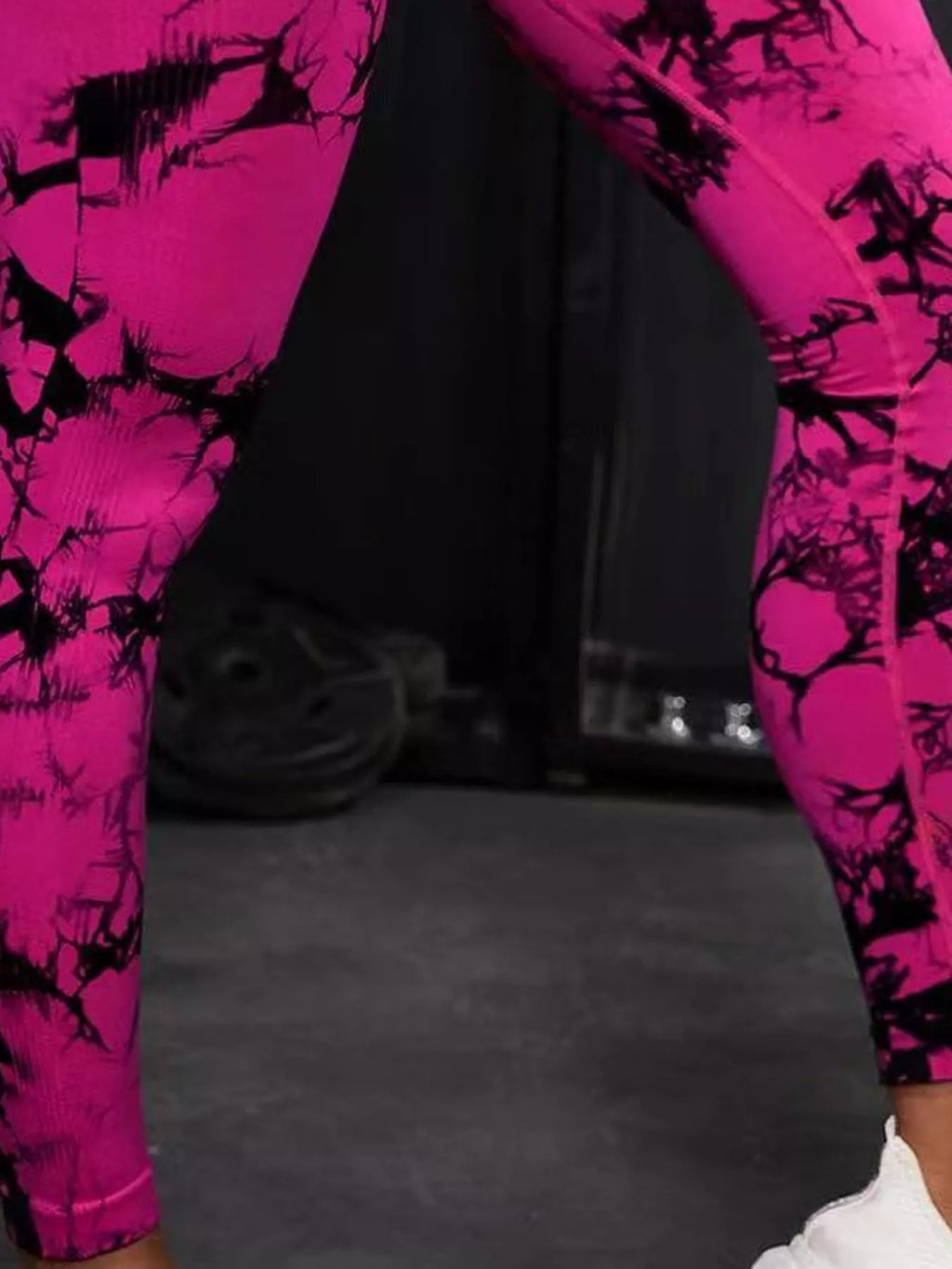 Rowan Tie-Dye Seamless Active Leggings in Hot Pink, on model
