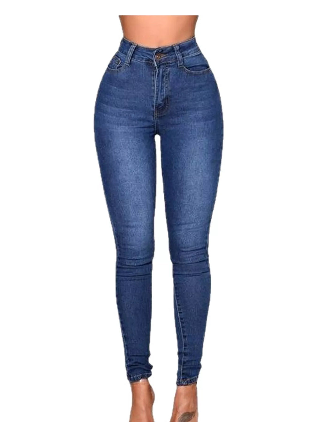 Yvette High-Waisted Skinny Jeans in Dark Blue, on model