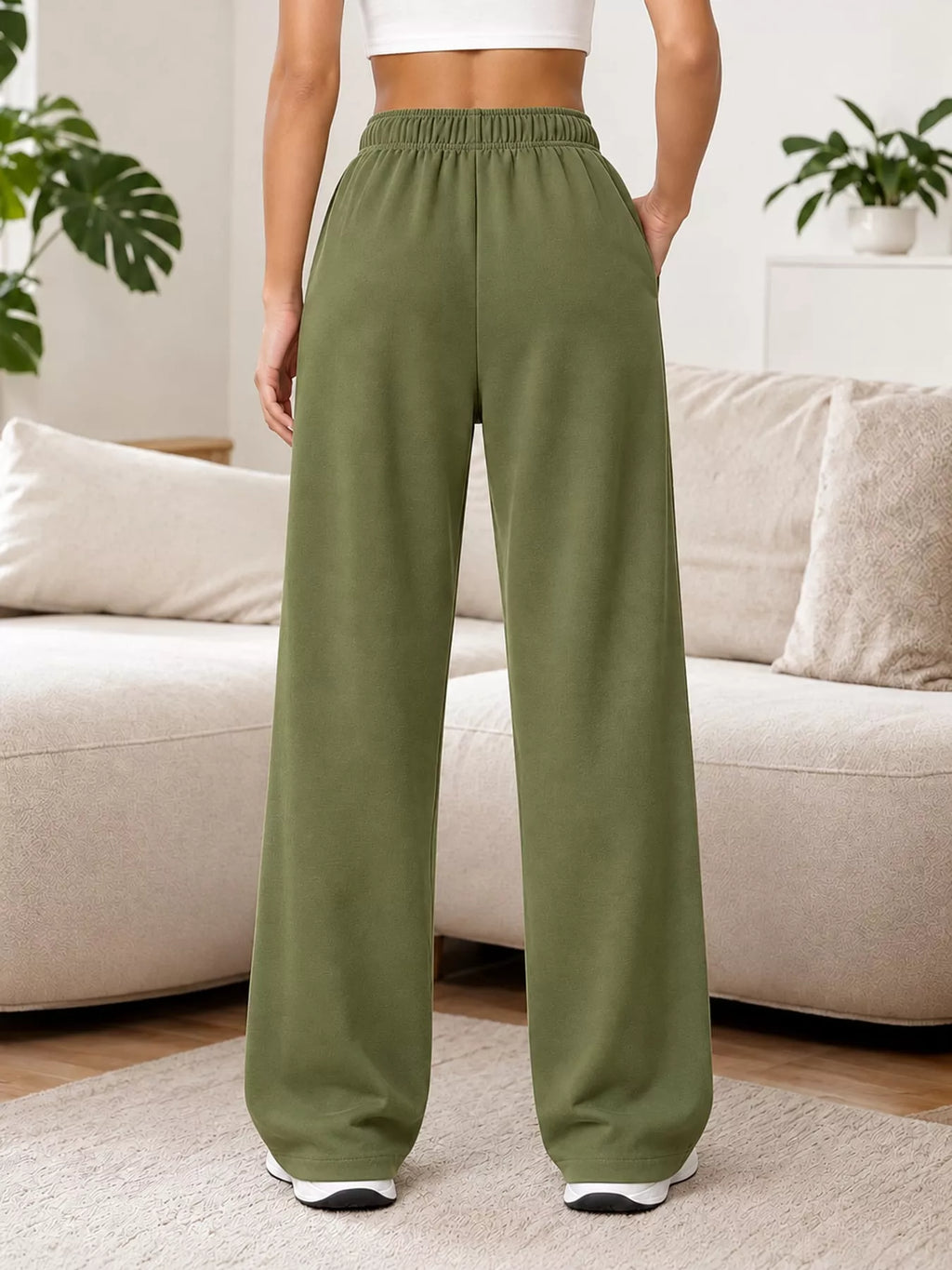 Odessa Drawstring Wide-Leg Sweatpants, on model