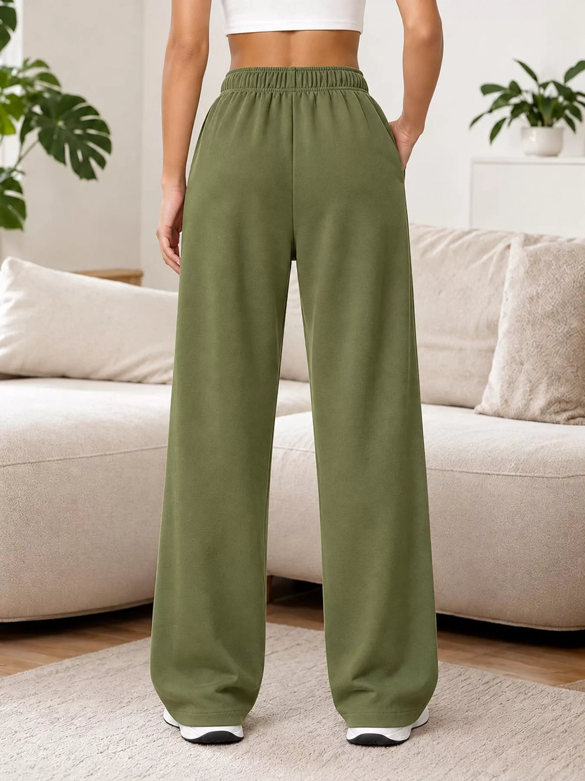 Odessa Drawstring Wide-Leg Sweatpants, on model