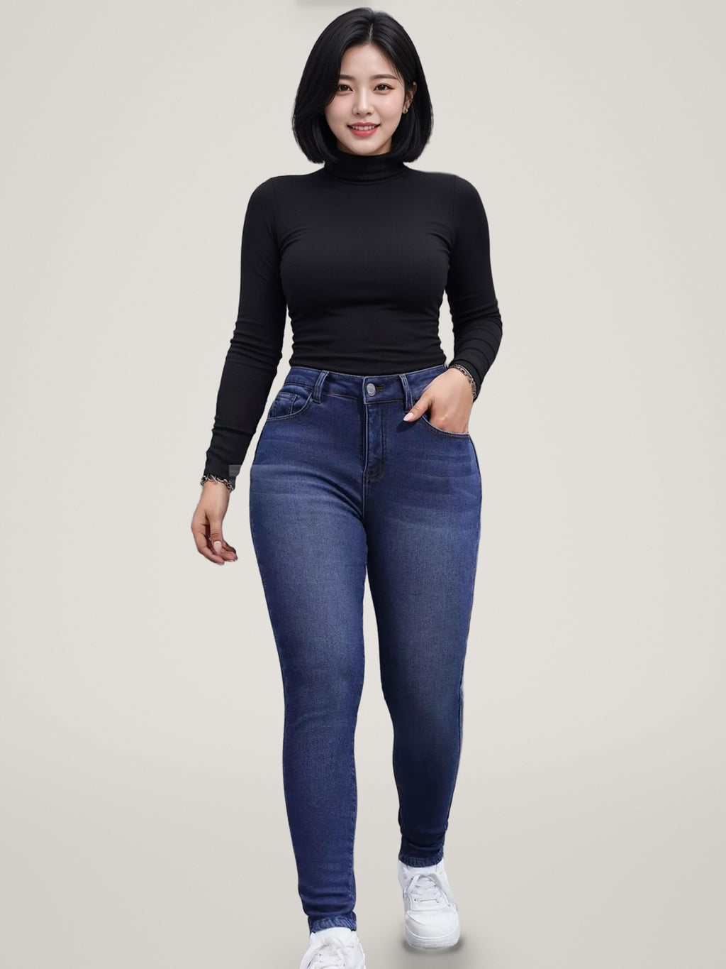 Willa Fleece-Lined Skinny Jeans - front view on model